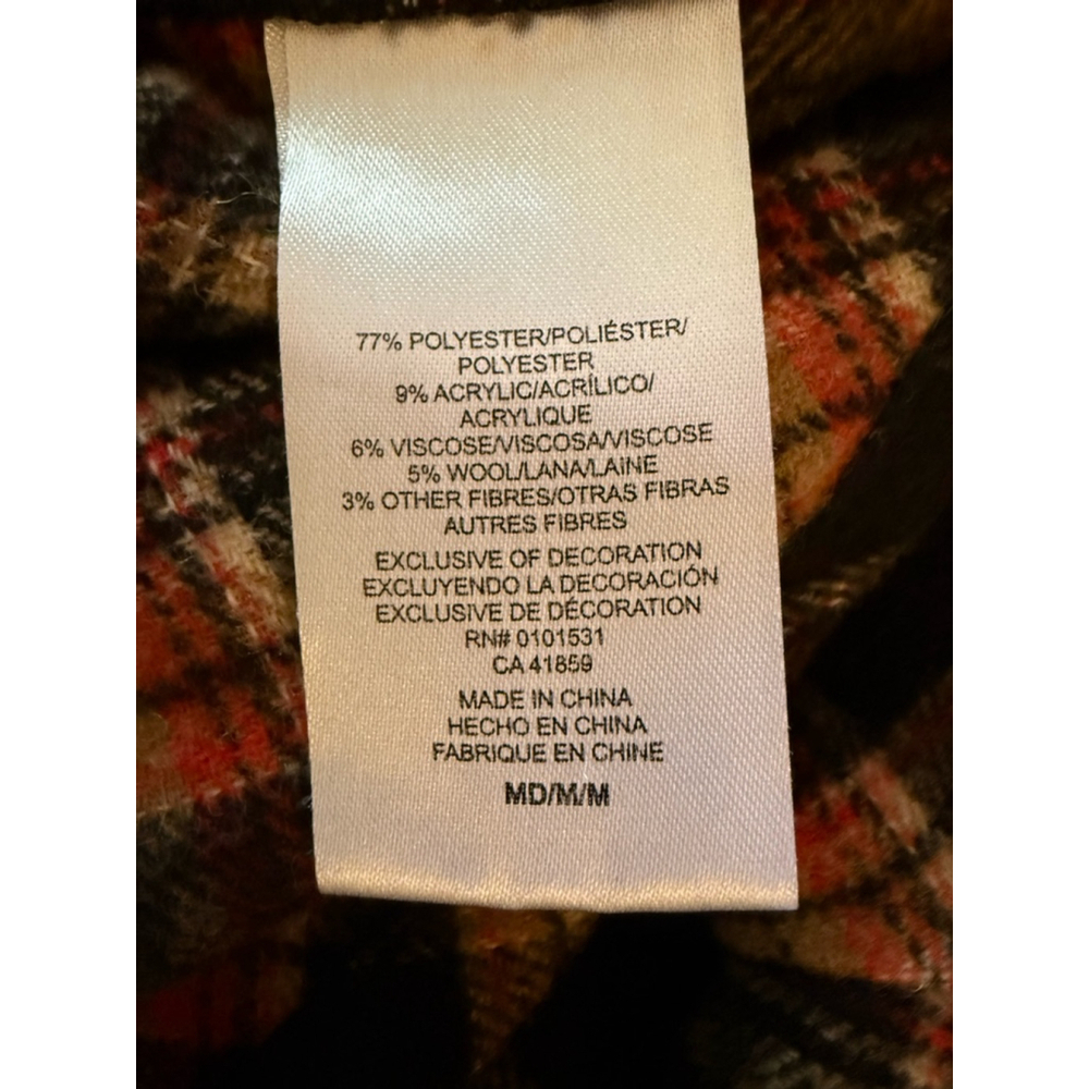 HARRY POTTER Womens HOGWARTS Flannel Plaid Pocket Shirt Jacket Wool Blend Sz M​​ - Picture 10 of 12